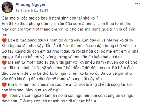 Me bim sua Ha Noi ke chuyen 'bat dac di' tu sinh con tai nha