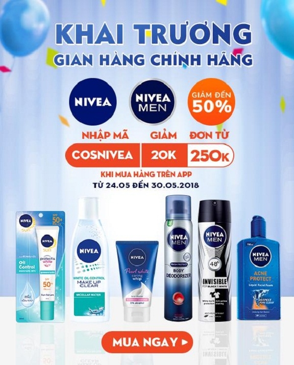 Nivea chinh hang voi khuyen mai len den 50%