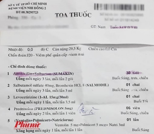 Bệnh viện Nhi đồng 2 không kê liều lượng, cháu bé 5 tuổi uống quá liều kháng sinh