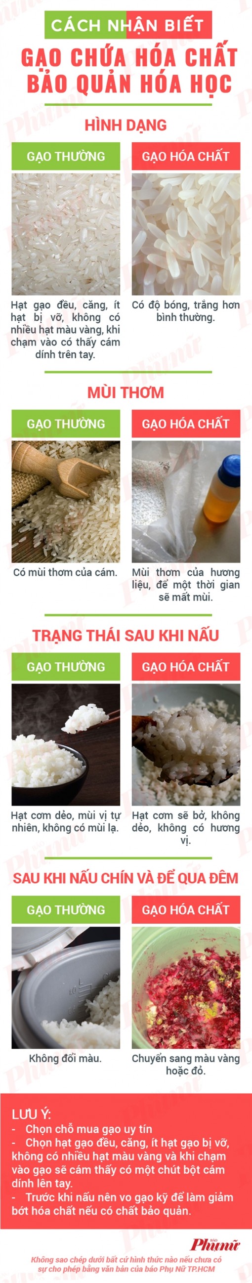 Phân biệt gạo thường và gạo chứa hóa chất