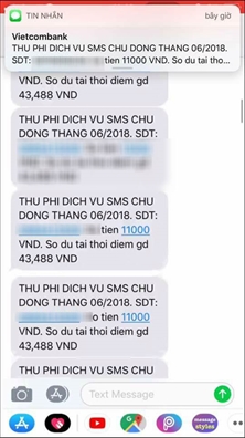 Khach hang Vietcombank lien tuc bi 'doi bom' hang tram tin nhan