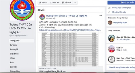 Cán bộ để lộ điểm thi THPT quốc gia 2018 ở Nghệ An bị kỷ luật