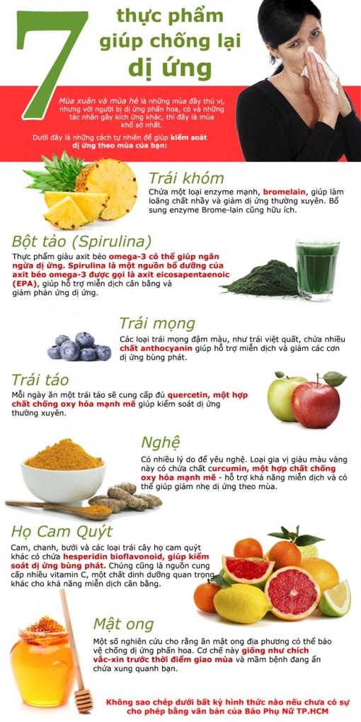 Bảy thực phẩm chống dị ứng nên ăn thường xuyên