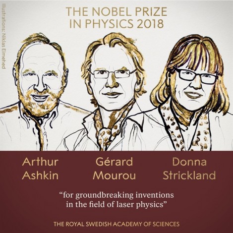 Nobel Vật lý 2018 trao cho 3 nhà khoa học về công nghệ laser