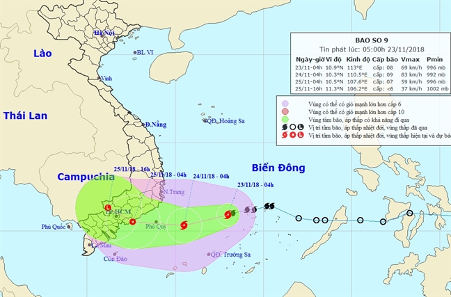 Bao so 9 cach Nam Trung Bo 410km, de phong mua lon ky luc