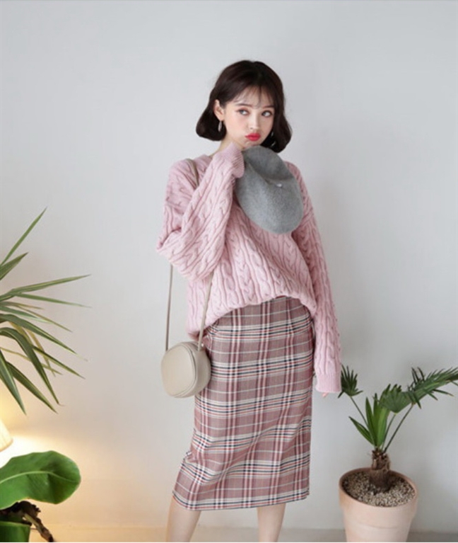 Váy cashmere của phụ nữ mùa thu và mùa đông cao cổ dài giữa váy dài bên  trong váy len dệt kim dài áo len qua đầu gối  Xuất Nhập Khẩu