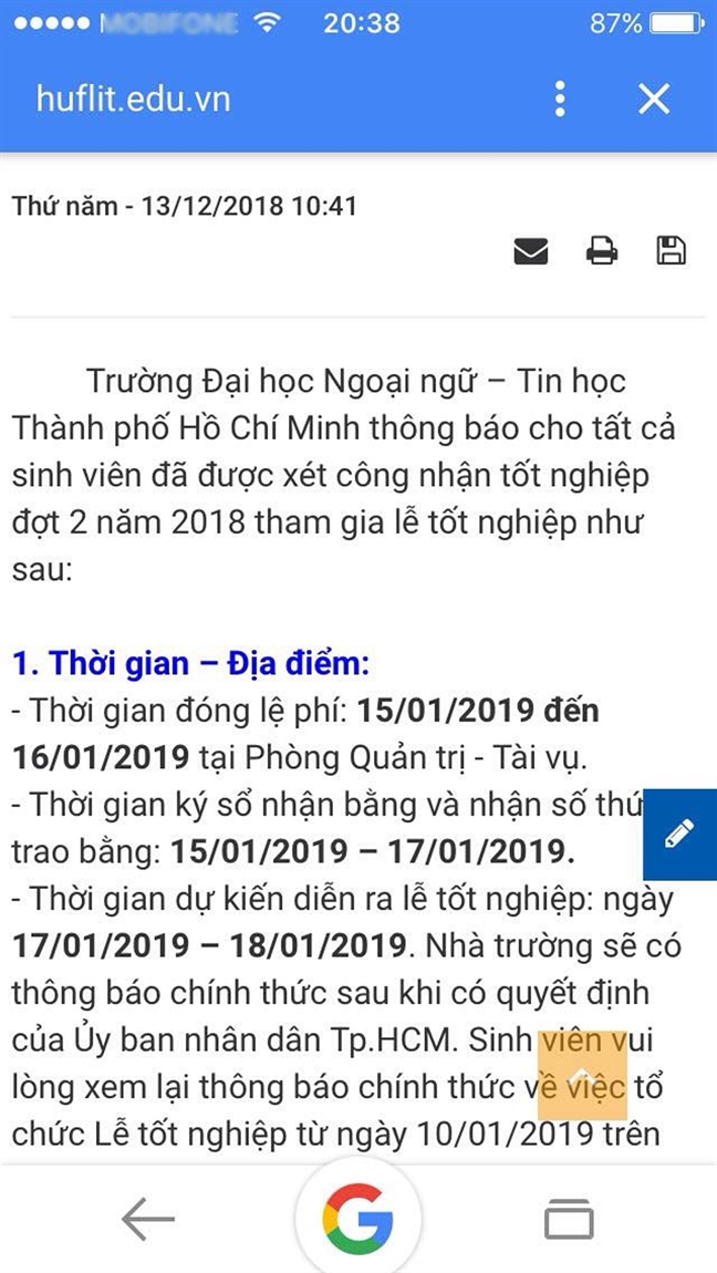 DH Ngoai ngu Tin hoc TP.HCM: Sinh vien tot nghiep 5 thang van phai cho… le tot nghiep du kien