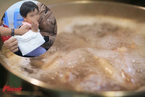 Bà nội nấu nước luộc gà, cháu trai ngã vào chảo nước sôi