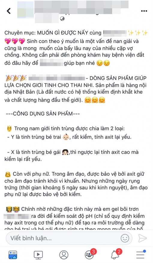 Liều lĩnh khi dùng gel chọn giới tính thai nhi