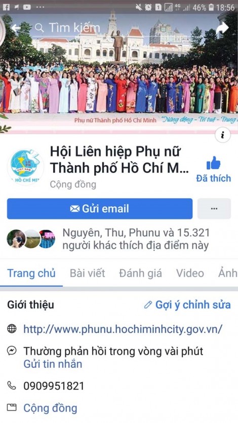 Trang Facebook  của Hội LHPN TP.HCM có hơn 15.600 người theo dõi