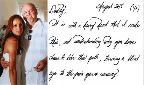 Bức thư công nương Meghan gửi cha trước ngày ‘từ mặt’ bất ngờ được công bố