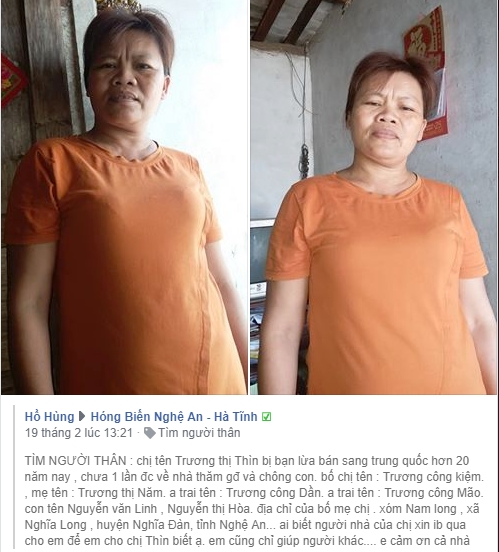 Nho mang xa hoi, nguoi phu nu bi ban sang Trung Quoc 23 nam tro ve gap con