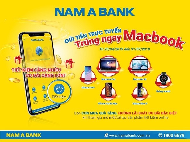 Gui tien online tai Nam A Bank, trung ngay sieu pham cong nghe