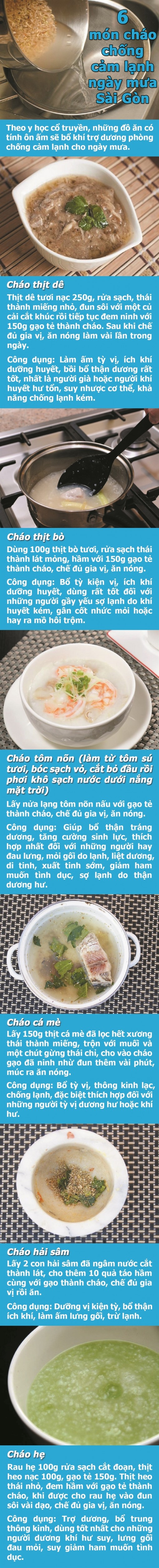 6 món cháo chống cảm lạnh ngày mưa Sài Gòn