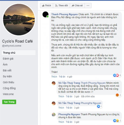 Cyclo’s Road Café không chỉ đuổi khách Việt, không chỉ một lần, không phải mới đây