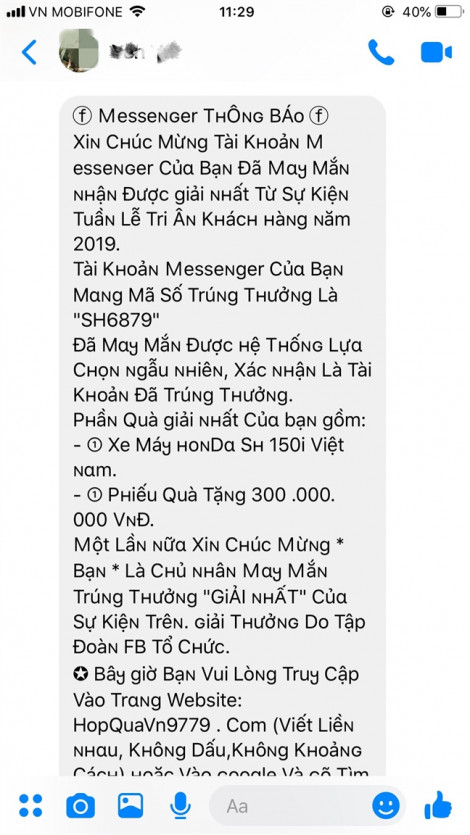 Những tin nhắn khiến người dùng Facebook, Zalo... mất hàng chục triệu đồng trong vài phút