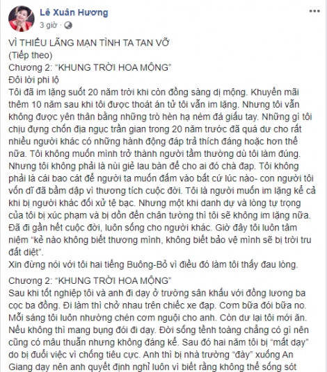 Từ tâm thư của nghệ sĩ Xuân Hương: Im lặng chịu đựng hay công khai để được cảm thông?