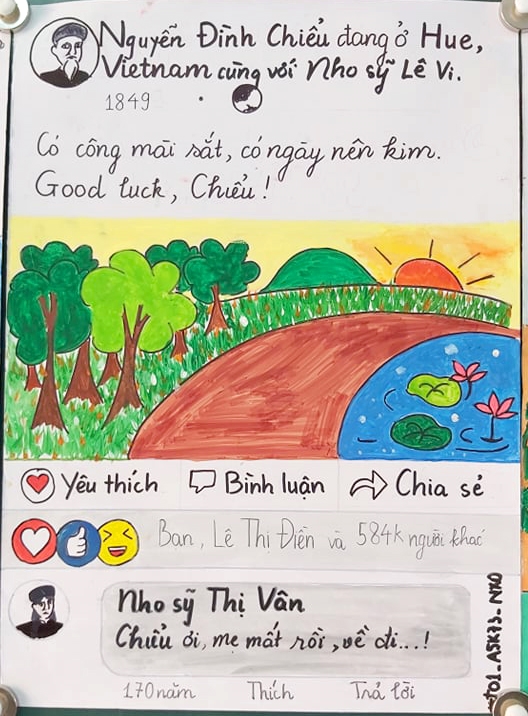 Cuoc doi cu Nguyen Dinh Chieu duoc nhom hoc sinh 11 phac hoa qua Facebook