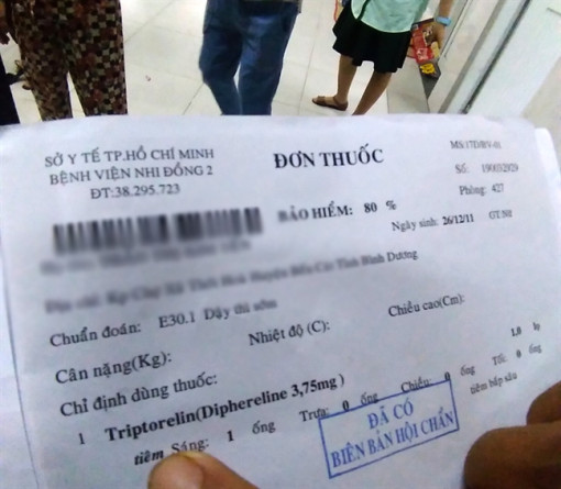 Tại sao Bệnh viện Nhi đồng 2 có thuốc tiêm chống dậy thì sớm nhưng thông báo hết thuốc?