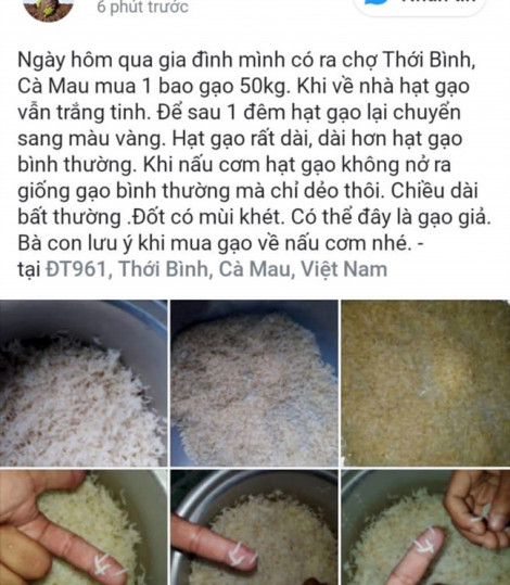 Cà Mau xác minh thông tin gạo nấu không nở, nghi làm giả