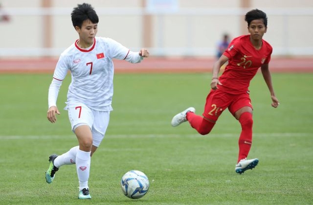 Hay cho tin chien thang cua tuyen nu Viet Nam o Ban ket bong da nu SEA Games 30