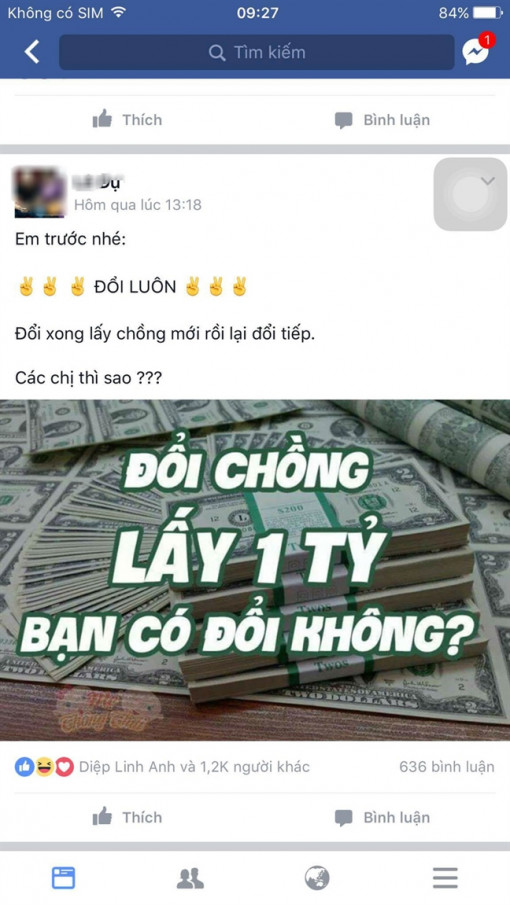 "Đổi chồng lấy 1 tỷ, bạn có đổi không?"