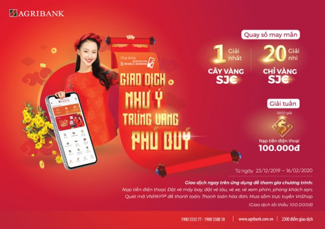 ‘Giao dịch như ý - Trúng vàng phú quý’ với Agribank E-Mobile Banking