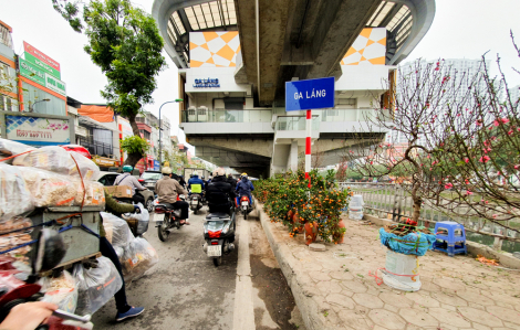 Dưới 'đường sắt tỷ đô' nhiều lần lỗi hẹn, nhà ga thành chợ hoa Tết trái phép