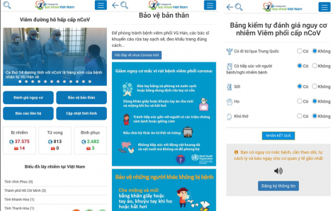 Bộ Y tế triển khai app cho người dân tự đánh giá nguy cơ nhiễm nCoV
