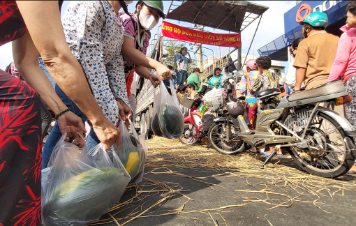 Những hình ảnh đẹp tại một điểm giải cứu dưa hấu ở Sài Gòn