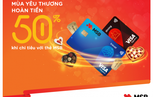 MSB hoàn tiền 50% khi chi tiêu thẻ quốc tế dịp 8/3