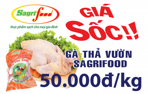 Thịt gà thả vườn Sagrifood 50.000 đồng/kg