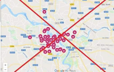 Bản đồ vị trí dịch COVID-19 tại Hà Nội đang lan truyền trên mạng là không chính xác
