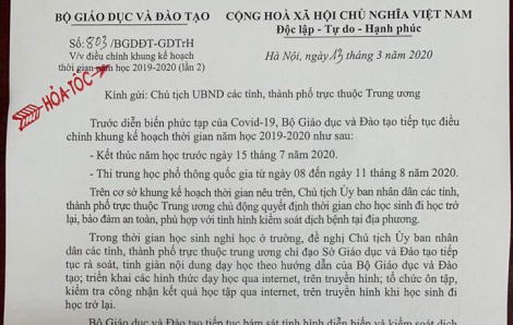 Bộ GD-ĐT lùi thời gian kết thúc năm học