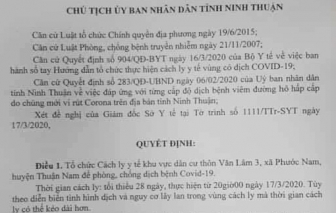 Cách ly thôn Văn Lâm 3 do có nhiều người tiếp xúc bệnh nhân thứ 61