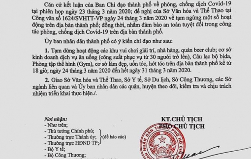 TPHCM cấm tất cả cơ sở có quy mô phục vụ từ 30 người trở lên từ 18g ngày 24/3