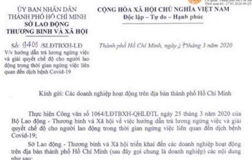 TPHCM: Lao động phải nghỉ việc tạm thời do dịch COVID-19 được nhận gần 4,5 triệu đồng mỗi tháng