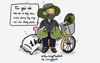 Hình ảnh các cụ già góp gạo, góp rau giúp chống dịch COVID-19 thành tranh vẽ đáng yêu