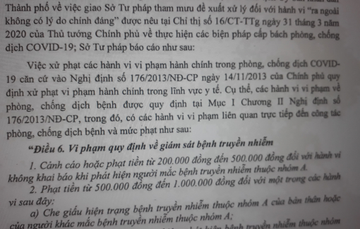 Sở Tư pháp TPHCM xác định: luật không có quy định xử phạt hành vi "ra ngoài không có lý do chính đáng"