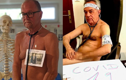 Bác sĩ Đức chụp ảnh khỏa thân phản đối sự thiếu hụt đồ bảo hộ