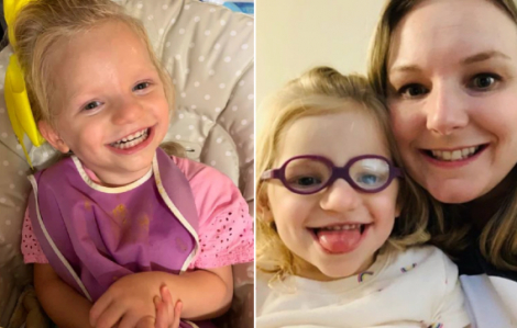 Bé gái 3 tuổi vật lộn từng ngày với chứng không thể ngừng cười