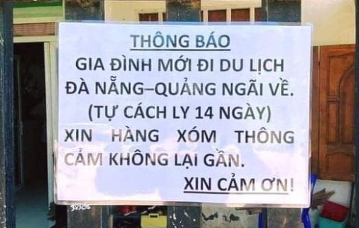 Tấm bảng thông báo tự cách ly đáng yêu