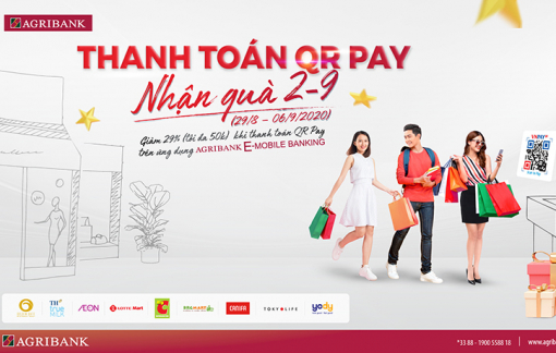 “Thanh toán QR Pay - Nhận quà 2/9” trên ứng dụng Agribank E-Mobile Banking