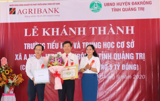 Agribank bàn giao Trường tiểu học và trung học cơ sở xã A Ngo, huyện Đakrông, tỉnh Quảng Trị