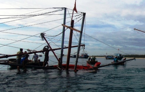 Tàu câu mực bị tàu lạ đâm chìm, 1 người chết, 1 người mất tích