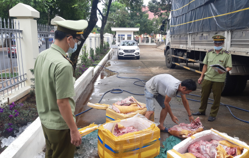 Phát hiện hơn 300kg thịt heo nái bốc mùi thối đang chở đi tiêu thụ