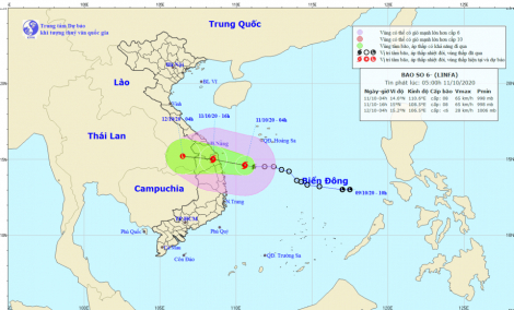 Bão số 6 đã áp sát Quảng Nam, Quảng Ngãi, Bình Định