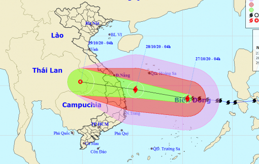 Bão số 9 di chuyển nhanh, gió giật cấp 17 và có khả năng đổ bộ vào ngày mai 28/10