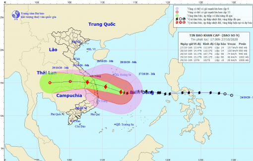 Bão số 9 gây mưa lớn, gió mạnh từ sáng sớm