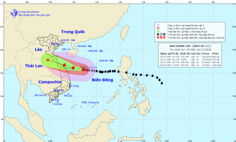 Bão số 13 sẽ áp sát ven biển miền Trung với sức gió tương đương bão số 9